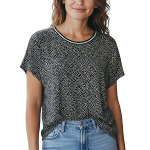 Sandwich Classic Polka Dot Viscose Short Sleeve Round Neck Top Small Black Grey